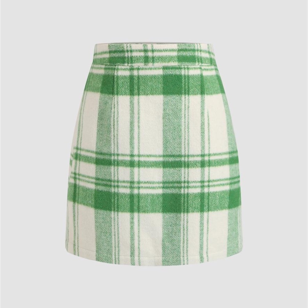 Warm Winter Green Plaid Skirt